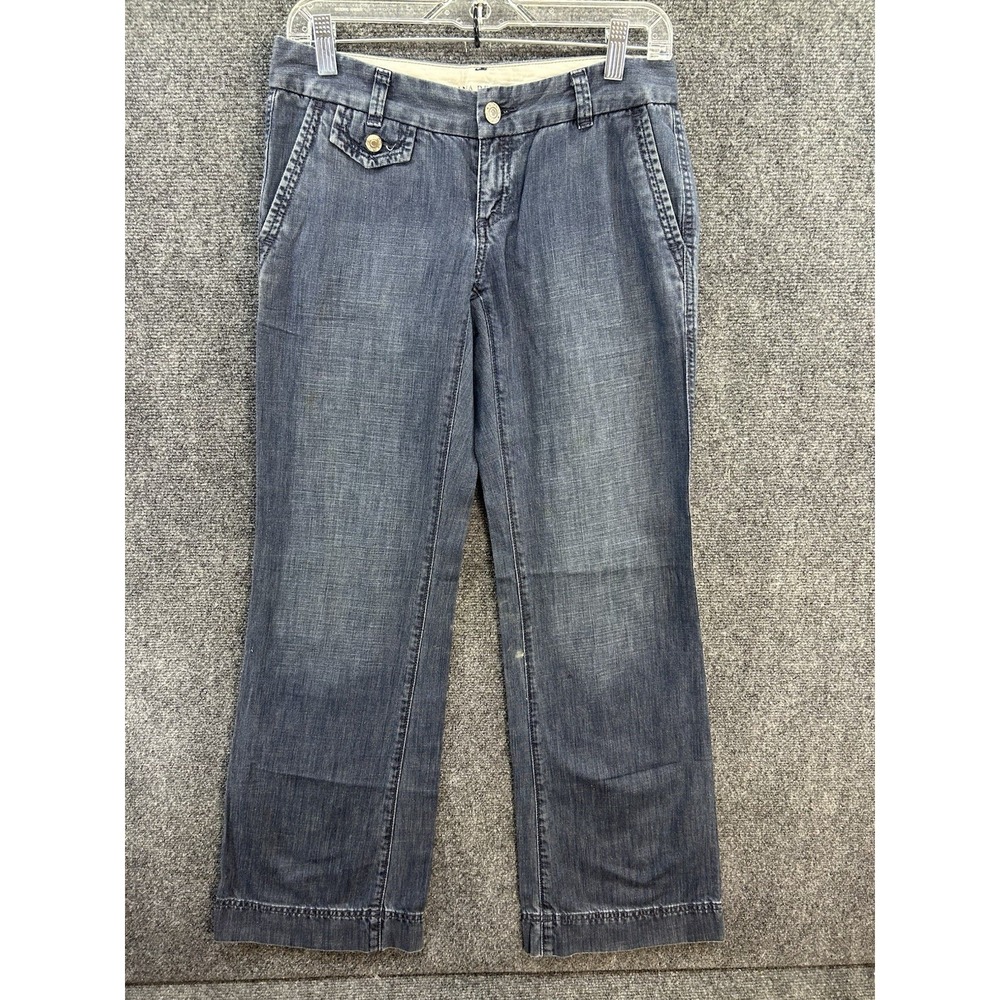 Banana Republic Wide Leg Trouser Jeans Womens 00 Blue Cotton Low Rise Everyday